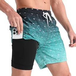 zeetoo Mens Swim Trunks with Compression Liner 5.5" Inseam Quick Dry Board Shorts Swim Shorts-picture-23