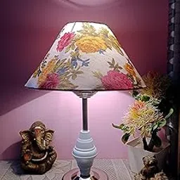 M2 Look Round Conical Shade Modern Premium Designing Black Metal Base Table Lamp for Bedroom | Living Room | Home Decoration | Drawing Room | Study Room | Bedside | Gifting Purpose (Pack of 1)-picture-12