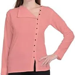 designal mode Women's Casual Top with Fold Neck, Side Button and Full Sleeve-picture-41