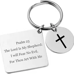 SIlver Valley Christian Inspirational Keychain, Joshua 1:9 Bible Verse, Stainless Steel Cross Charm-picture-30