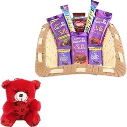SFU E Com Flavoured Silk Chocolate Gift Hamper | Valentine Teddy Bear With Chocolate Combo | Valentine Chocolate Hamper | 503-picture-34