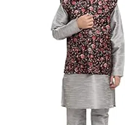 kraft india Boys Silver Kurta churidar and Nehru Jacket Set-picture-56