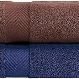 FRESH FROM LOOM Luxury Edition 600 GSM Egyptian 100% Pure Cotton Towel | Heavy Towel | Soft Dual Stitched Bath Towel for Men & Women | No Hand Touch Production (70x140 CM | Coffee and Blue)-2pc image 1