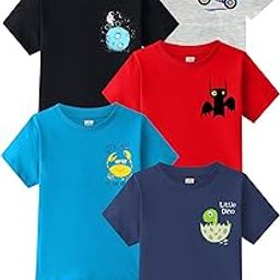 kuchipoo Boys Half Sleeves Regular Fit Cotton T-Shirt-picture-4