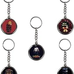 Design Silver Metal Keychains Keyring for Car Bike Classic office Printed quotes Key Chain Combo for Boys & Girls (Pack of 5) (Degain 10)-image-96