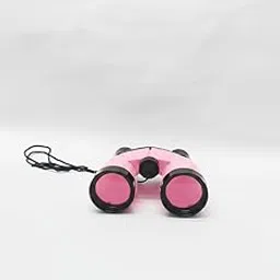 Karikar Kids Binoculars with Neck Strap, Pink & Yellow, Compact Size, Built-in Compass for Outdoor Activities, Educational Toy-image-1