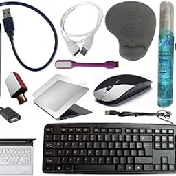 Anjo 11 in 1 Combo of Wired Keyboard, Wireless Mouse, Mouse Pad with Wrist Support, Hub 3.0, 3in1Cleaner, OTG Micro & C, Extension Cable, LED, Laptop Trackpad Lamination, Laptop Lid Lamination-picture-27