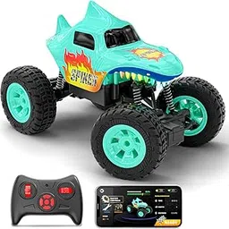 Mirana Spiker 2WD RC Car for Kids | High-Speed ATV Remote & App-Controlled Rock Crawler | USB Rechargeable Offroad Monster Truck with Bluetooth Speakers & RGB Lights | for Boys & Girls (Sky Blue)-picture-34