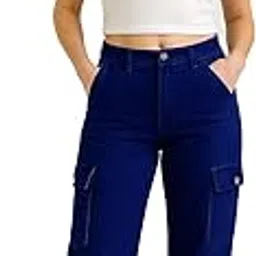 r.t. pick Women High Waisted Straight Fit Cargo Denim Jean with 6 Pockets - Breathable & Comfortable Fabric-picture-10