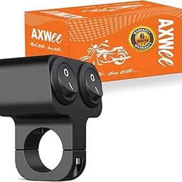 AXWee (6 Months Warranty Motorcycle Universal Handlebar Switch CNC Metal Alloy Waterproof Double Control Button Switch for Fog Light/Headlight/Horn/Hazard (Black)-picture-14
