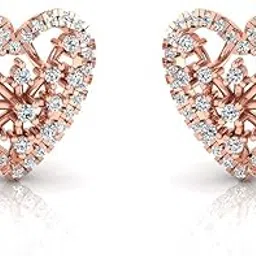 mishkaa Heart Shape Diamond Rose Gold Studs Metal Earrings for Women-picture-41