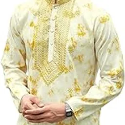 indiroop Men's Kurta Set – Embroidered Cotton Blend, Regular Fit Kurta Pajama – Casual & Festive Ethnic Wear-picture-36