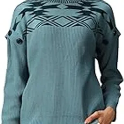 high star clothing High Star Women Acrylic Knitted Oversized Fit Turtle Neck Full Sleeves Sweaters 48-picture-33