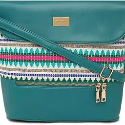 kleio Large PU Leather Jacquard Fabric Women Sling Hand Bag for Girls Ladies-picture-11