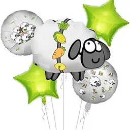 Atpata Funky 22inch Sheep Shape Farm Animal Foil Balloons | Farmhouse & Farming Theme Party Decor | Baa Baa Black Sheep Balloons | for Birthday, Baby Shower, Barnyard Decorations (Sheep 5pcs.)-picture-28