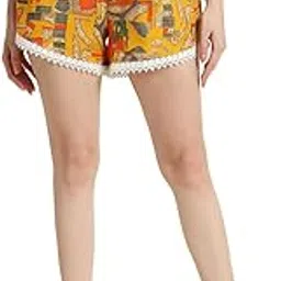 addyvero Women Printed Elasticated Waistband Flap Pocket Lace Loose Fit Women Casual Wear Shorts-picture-12