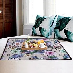 Kuber Industries Polyvinyl Chloride Bed Server|PVC Rose Floral & Buterfly Print Both Sided Food Mat|Waterproof Mattress Protector, 35X35 Inch (Multicolor)-picture-25