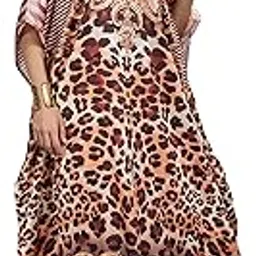Soft Satin Kaftan with Digital Print and Rhinestones Handwork and Hidden Adjustable Belt Free Size [M-3XL]-image-33