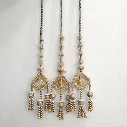 ZariPearl Golden Latkan Paranda – Handcrafted Indian Hair Extension for Women-picture-25