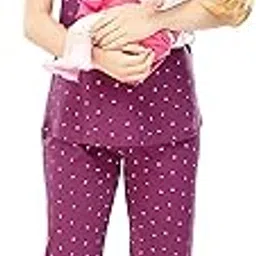 zeyo Women's Cotton Flash Printed Feeding Relaxed Night Suit Set Of Top & Pyjama Nursing Night Dress 5338-picture-10