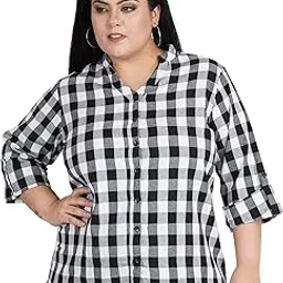 indietoga Women's Cotton Casual Check Shirts (Small to Plus Sizes 7XL)-picture-33