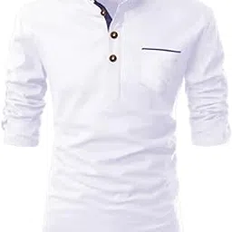 trendivastra Men's Cotton Blend Fabric Full Sleeve Contrast Pocket Black Short Kurta-picture-45