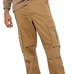 Men Mid Rise URB_N Textured Cargo Parachute Trousers-image-49