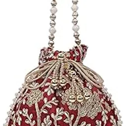 kuber industries Silk Embroidered Women Potli Bag (Maroon) -CTKTC8814-picture-47