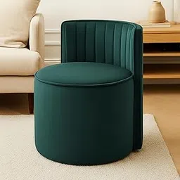 Wooden & Polyster Fabric Puffy Ottoman Stool for Living Room | Seating Pouffes for Dressing Table Sitting | Foot Rest Ottoman Dressing Table Stool for Home Décor and Office_Sea Green-(72)-image-53
