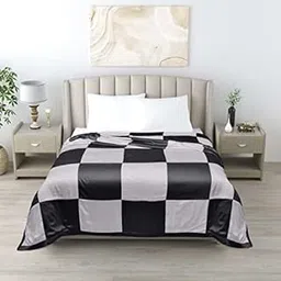 LINENWALAS 100% Bamboo Patchwork Reversible Single Bed Silk Dohar, AC Blanket, Soft and Lightweight Blanket, Breathable Single Dohar (60x90 inch), Black and Silver-picture-68