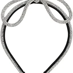 sohi Women's The Bijou Bow Hairband For Casual Wear | Crystal Silver Colour | Polyester Material | Slip On Closure | Anti-Slip Hairband | Fashion Headband For Women & Girls-picture-53