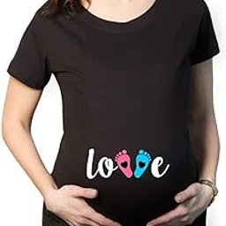 TheYaYaCafe® Women's Pregnancy Maternity T-Shirt – Love Design | Black, Size XL, 100% Cotton | Half Sleeves Tee for Moms-to-Be-image-10