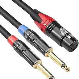 HAKUHO XLR Female to Dual 1/4 inch Y Splitter Cable,Female XLR to Double 6.35mm Mono TS Plug Mic Audio Converter Adapter Cord - (4.2 feet / 1.2 meter) BLUE/BLACK/RED-image-84