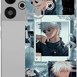 AtOdds Mobile Skin Sticker Wrap | Compatible for Poco M6 Plus (5G) | Scratchproof Matte Finish | Full Coverage for All Sides & Camera Protection (Gojo-Saturo)-picture-13