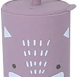 GUCHIGU Mini Cup + Straw Training System - 100% Silicone Training Cup for Infants + Toddlers | Reusable Portable Baby Sippy Drinking Cup for Kids | BPA Free | Cute Penguin Shape (SU2111B, Purple)-picture-17