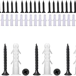 Hi-Plasst 38mm, 1.5 inch Nylon Wall Plug & Screw Set (50+50 Pcs) - Heavy Duty Plastic Anchors with 38mm Screws for Masonry, Cement, Concrete, Brick, Drywall & Wood - DIY Home & Furniture Fixing Kit-image-44