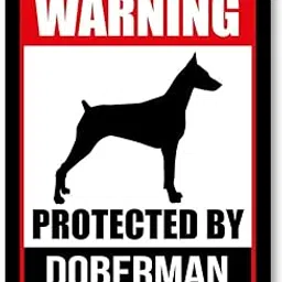 Honey Dew Gifts Warning Protected by Doberman 9 x 12 inch Beware of Dog Warning Metal Aluminum Sign Decor --picture-39
