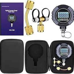Saysurey Digital Vacuum Gauge, HVAC Vacuum Pressure Meter with 7/16"-20UNF, Digital Gauge Tester Set with Buzzer Alarm, 1/4" SAE Extension Connector Fitting with Brass Adapter, 0-75000 μmHg-picture-20