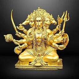Panchmukhi Hanuman Idol - 6 Inches Polystone Statue - Brass, Copper, Orange & Antique Silver Finish - Vastu Decorative Hanuman Murti for Home & Office Decor (Brass Colour)-image-45