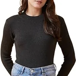 clapton Wool Blend Knitted Pullover Top self Knit Round Neck Sweater for Women-picture-29