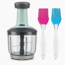 Food Chopper with 2 Silicone Basting Brushes Mint Green Compact Kitchen Vegetable and Fruit Chopper Easy-to-Use Manual Food Processor for Quick Meal Prep-picture-50