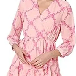 Floral Printed V-Neck Gathered Tiered Ruffles Fit & Flare Dress-image-0