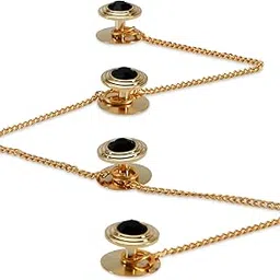 tripin Brass Kurta Buttons with Golden Ball and Chain for Men and Women 2192 (Golden Black)-picture-18