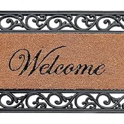 Onlymat Welcome Printed Natural Coir Rubber Paisley Decorative Designed Border Long-Lasting, Heavy Duty, Large & Thick Entryway Doormat (Brown& Black, 75cm x 45cm)-picture-26