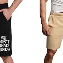 ads clothing Men's Black Beige Cotton Blend Graphic Print Relaxed Fit Shorts-picture-32