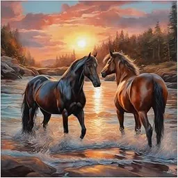 CRYSENDO DIY Diamond Crystal Painting Kit | Embroidery 5D Diamond Painting Horses Theme | Mosaic Cross Stitch Full Drill Diamond Painting | Ideal for Gifts, Home Wall Decor (40X50cm)-picture-27