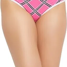 clovia Women's Low Waist Checkered Bikini Panty in Pink-picture-27