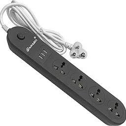 Extension Board with USB [ Shock Proof ] [ FIRE Proof ] [1.9 MTR Cord ] 10 A Power Strip with 4 Universal Socket and 3 USB Fast Charging Ports for Home Office (Extension_Dark Grey)-image-22