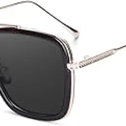 mashamart Aviator UV Protection Sunglasses | Iron man | Tony stark Edition Square Sunglasses for Men & Women Silver Black Color-picture-39