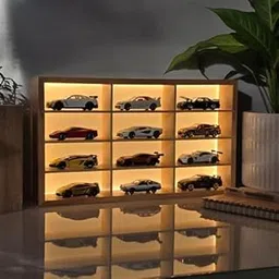 Wooden LED Car Display Rack for 1:64 Diecast – Toy Car Stand & Organizer Shelf (with 12 Alloy Cars)-picture-21